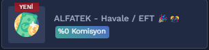 ALFATEK Havale & EFT ile %0 Komisyon Bakiye Yükleme