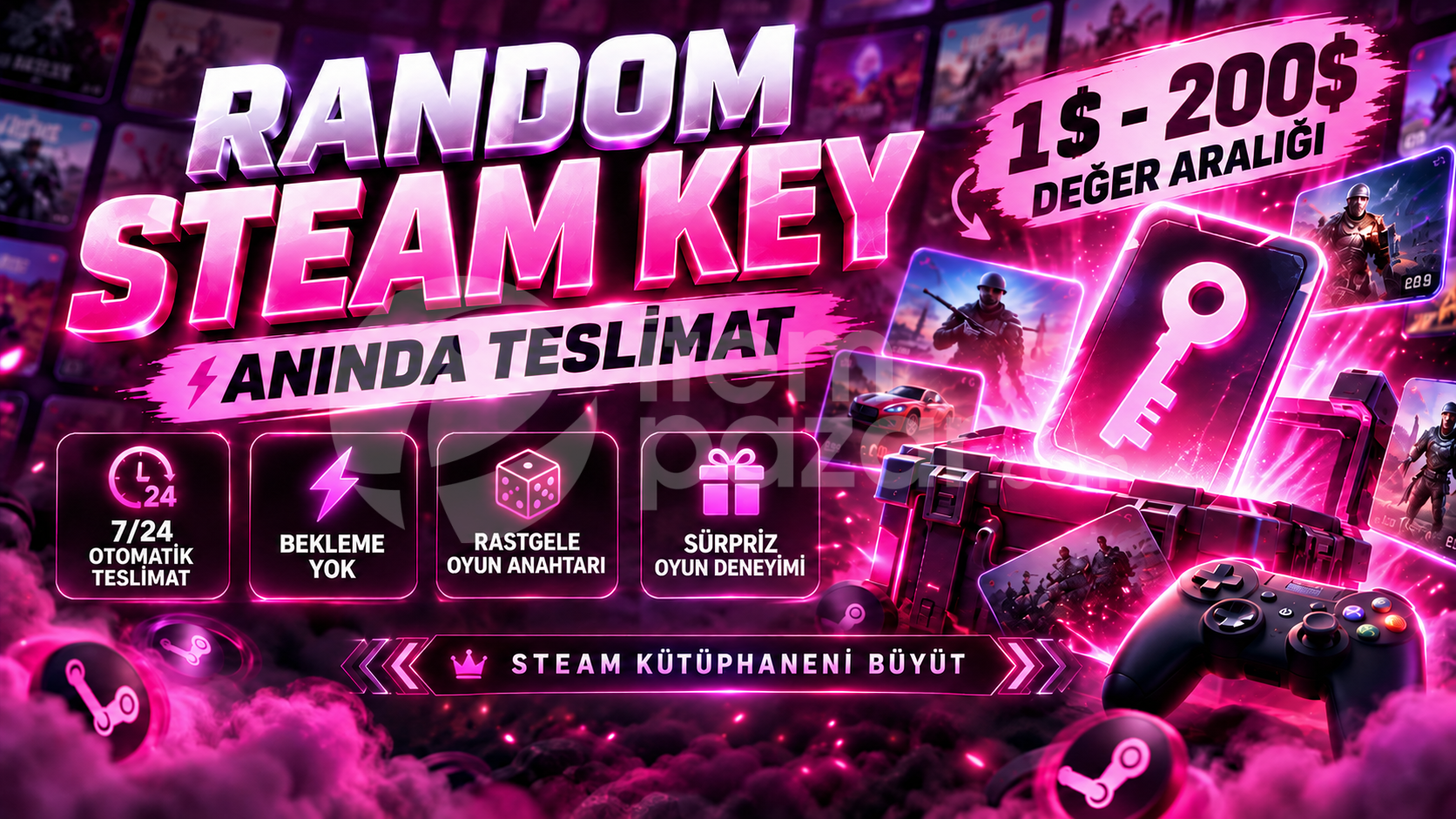 ⭐ 1$ - 200$ 2 ADET STEAM RANOM KEY [OTO TESLIM]