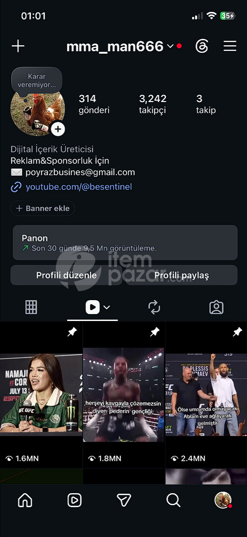 10 MİLYON GÖRÜNTÜLENME ALAN HESAPDA REKLAM