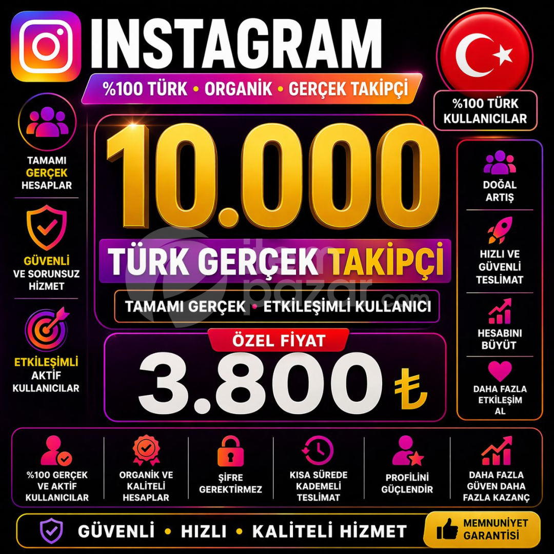 10.000 TÜRK GERÇEK TAKİPÇİ
