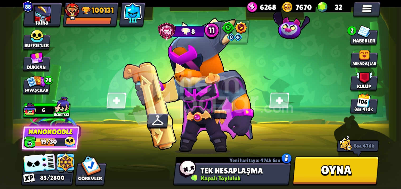 100k 91 karakterli brawl pas pluslu hesap 