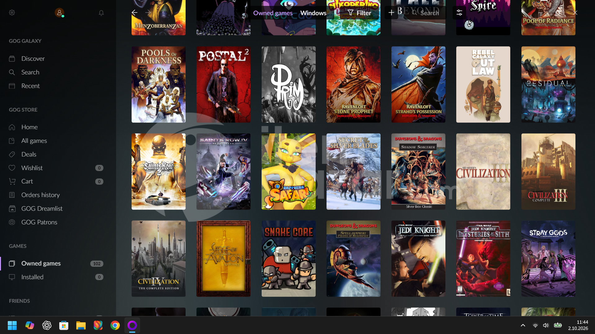 102 OYUNLU GOG GALAXY GAMES HESABI