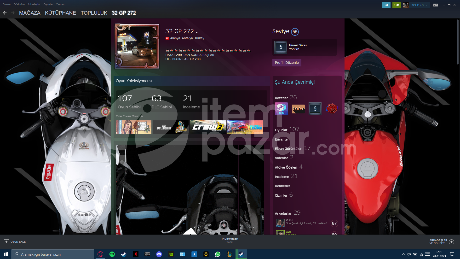 107 OYUNLU 56 LEVEL STEAM HESABI