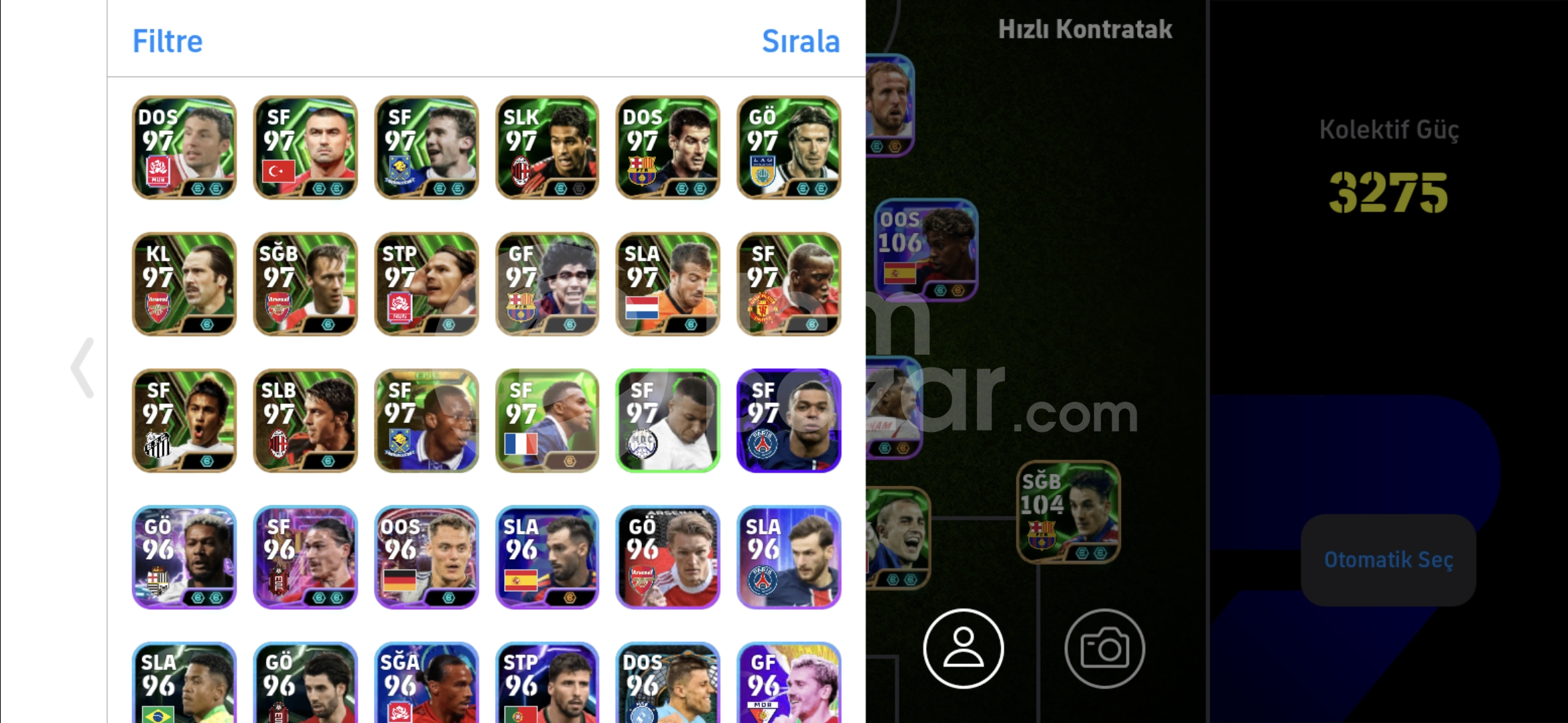 109 Neuer+ 108 Rodri+108 Suarez Tek bağ Rezerv