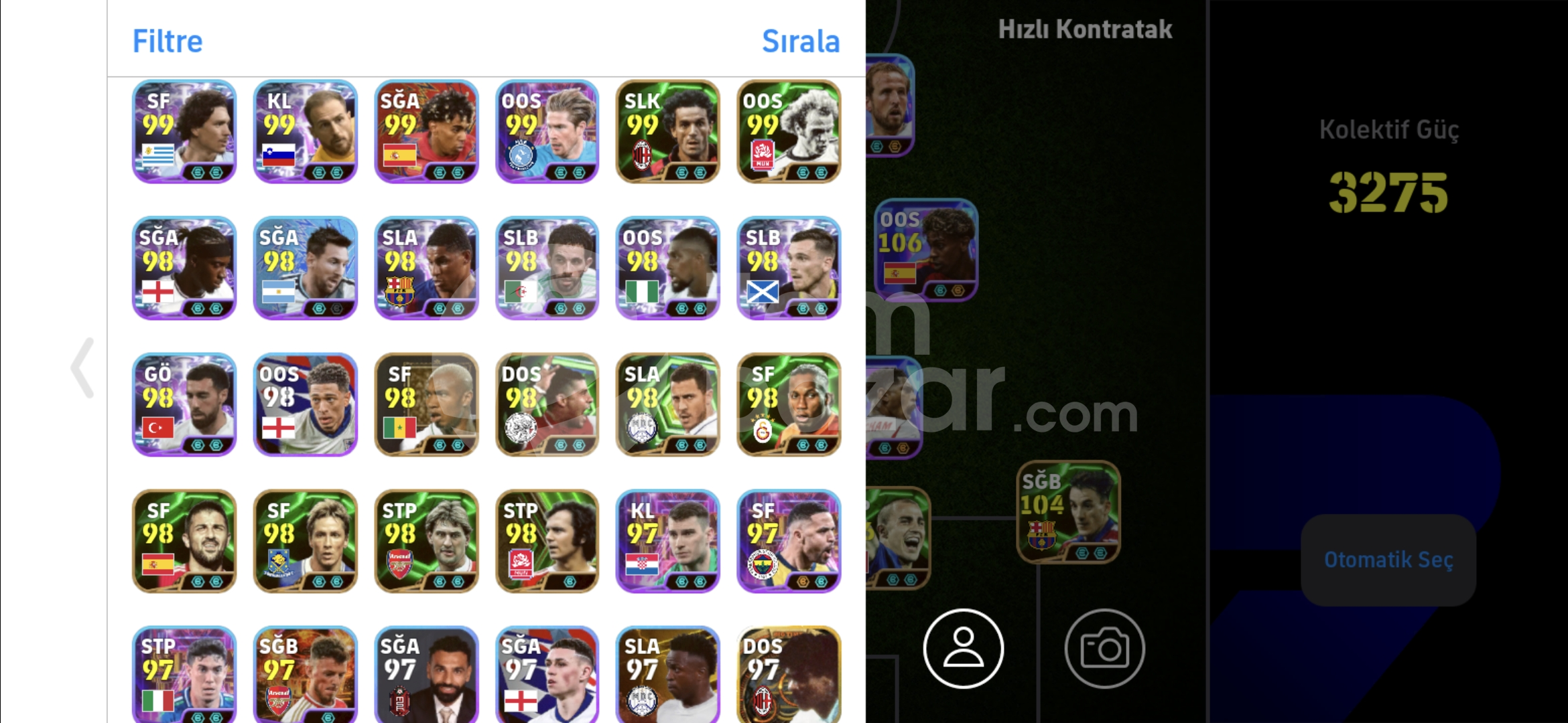 109 Neuer+ 108 Rodri+108 Suarez Tek bağ Rezerv