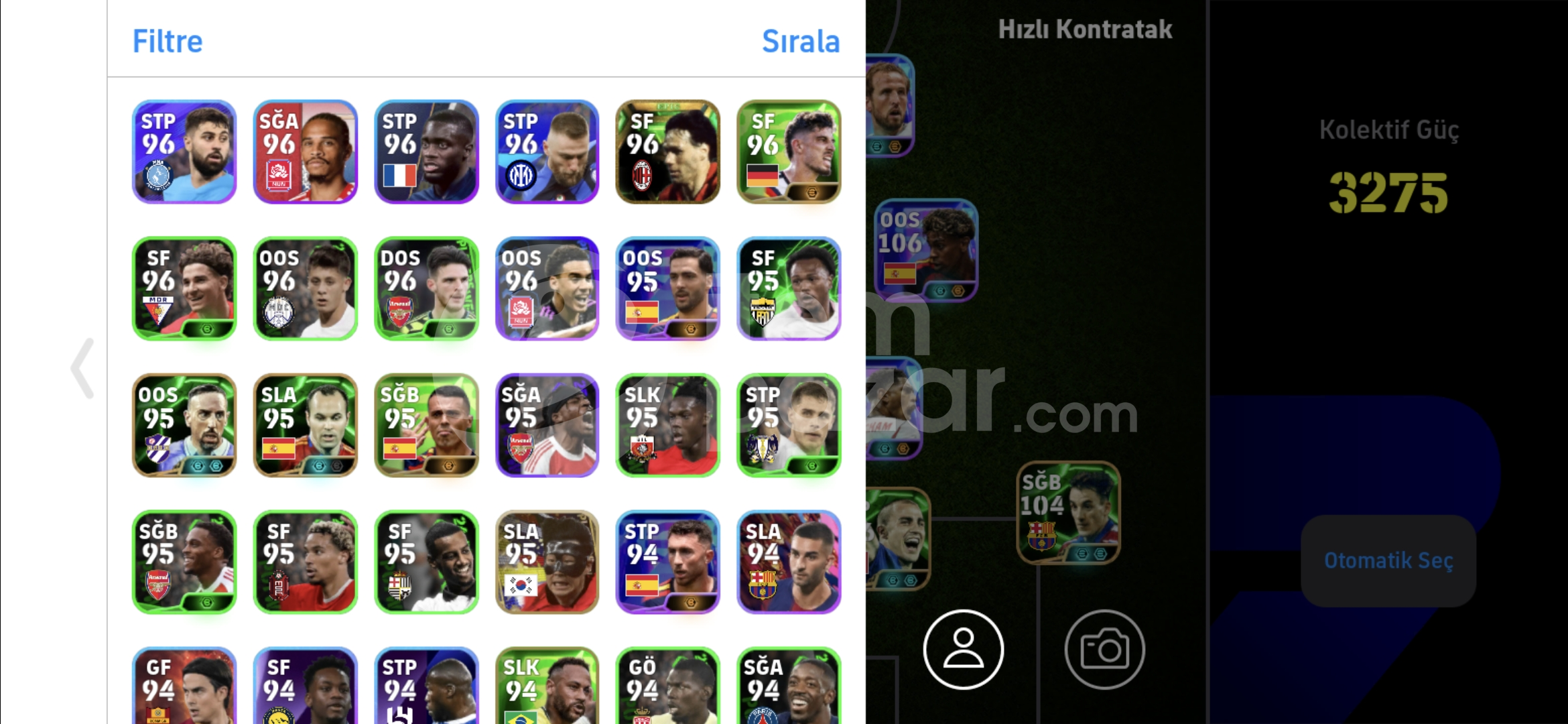 109 Neuer+ 108 Rodri+108 Suarez Tek bağ Rezerv