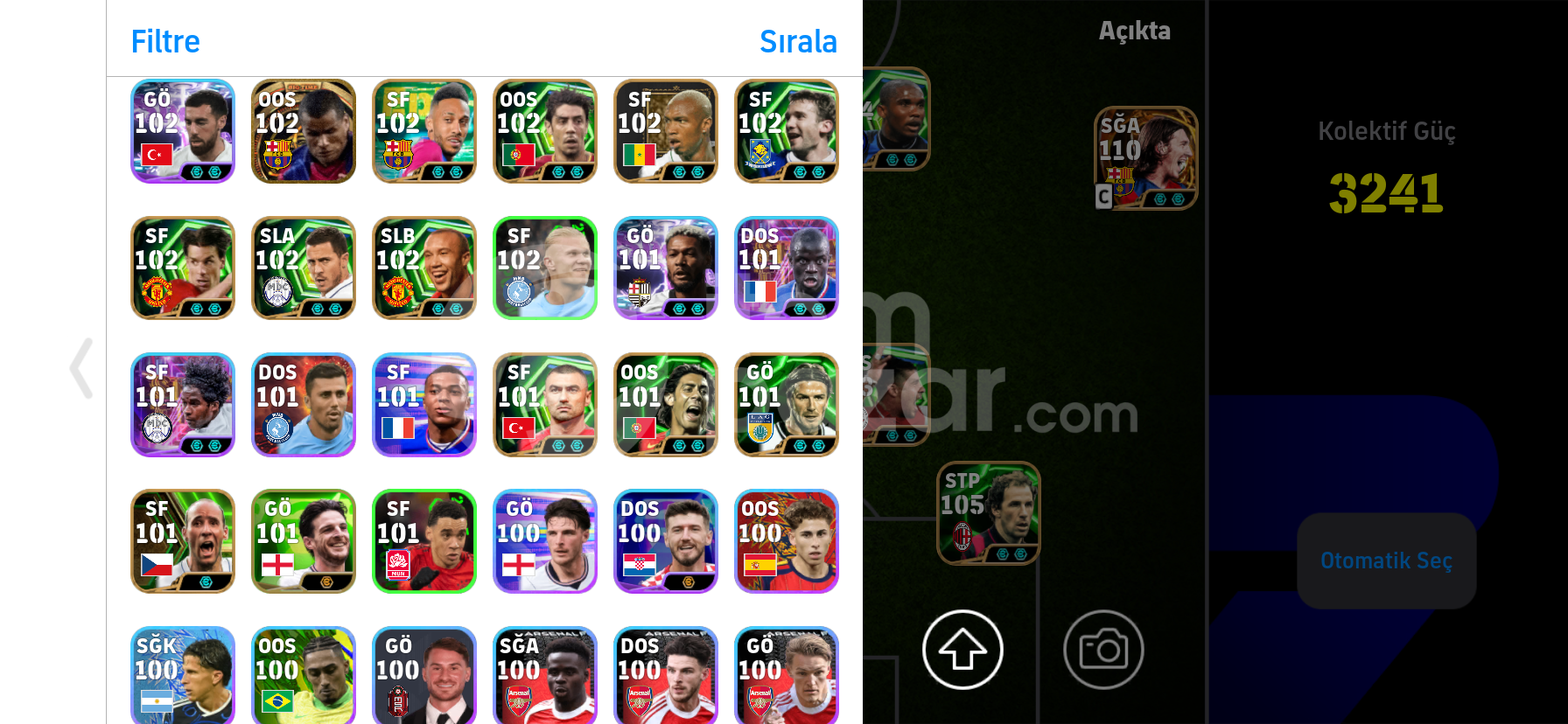 110messi 109hazard,7 bombacı tek bag hesap