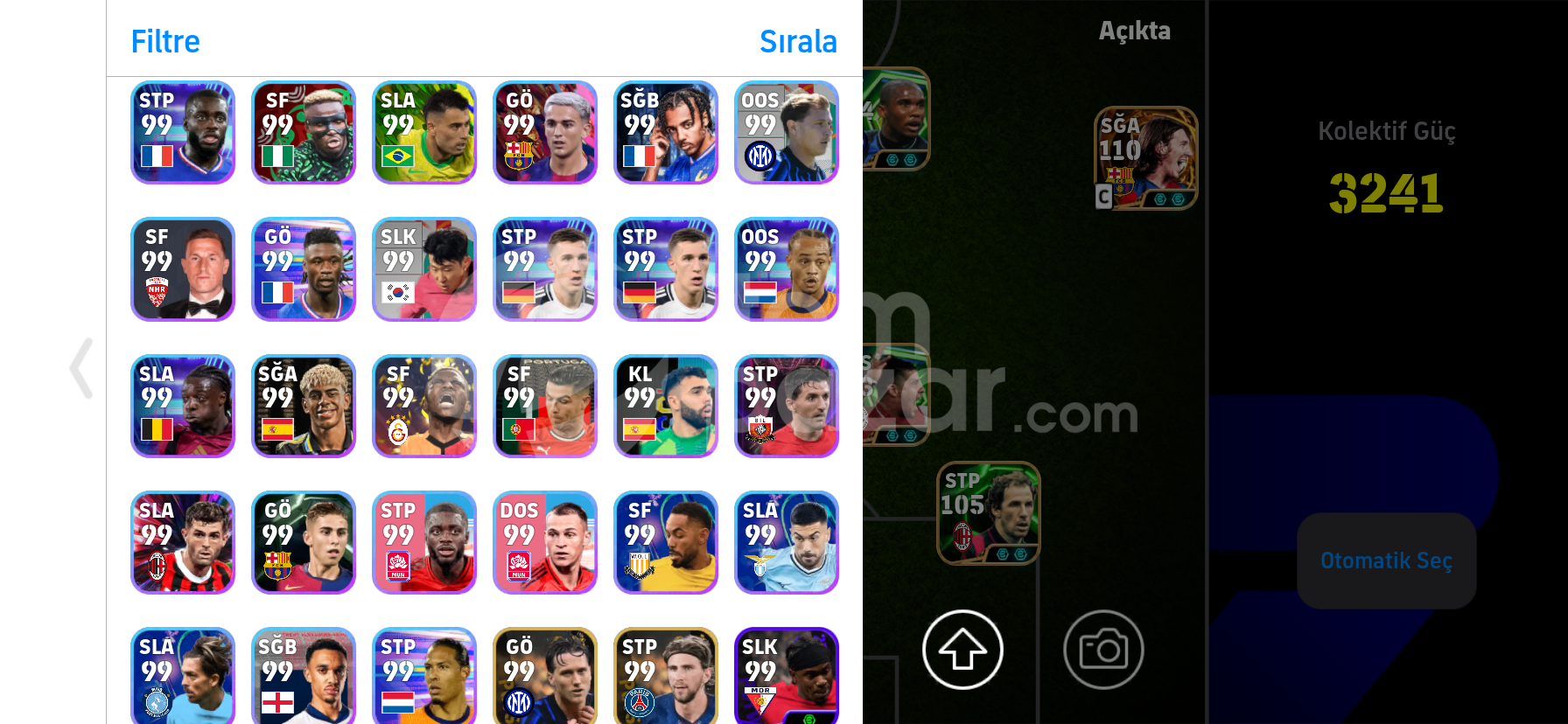 110messi 109hazard,7 bombacı tek bag hesap