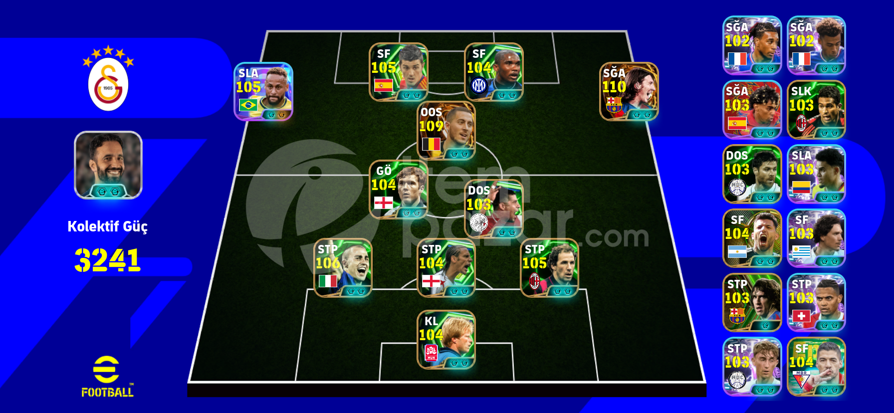 110messi 109hazard,7 bombacı tek bag hesap