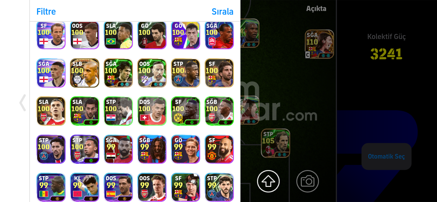 110messi 109hazard,7 bombacı tek bag hesap