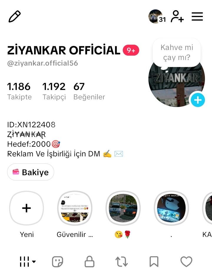 1192 TAKİPÇİLİ TİKTOK HESABI 