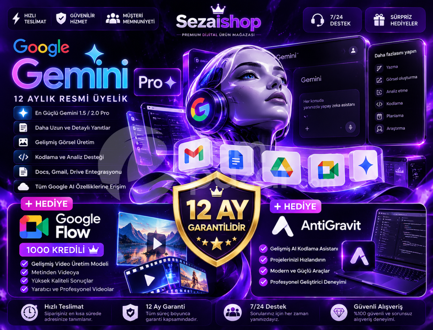 12 Ay Kendi Mailinize GEMİNİ+FLOW+ANTİGRATİV 