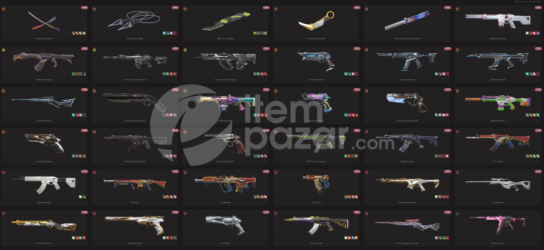 130 Skin 11 Bıçak 11 Vandal 8 Phantom Kuronami