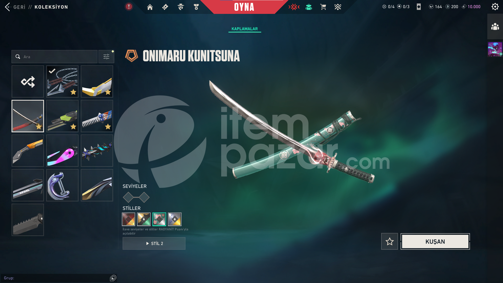 130 Skin 11 Bıçak 11 Vandal 8 Phantom Kuronami