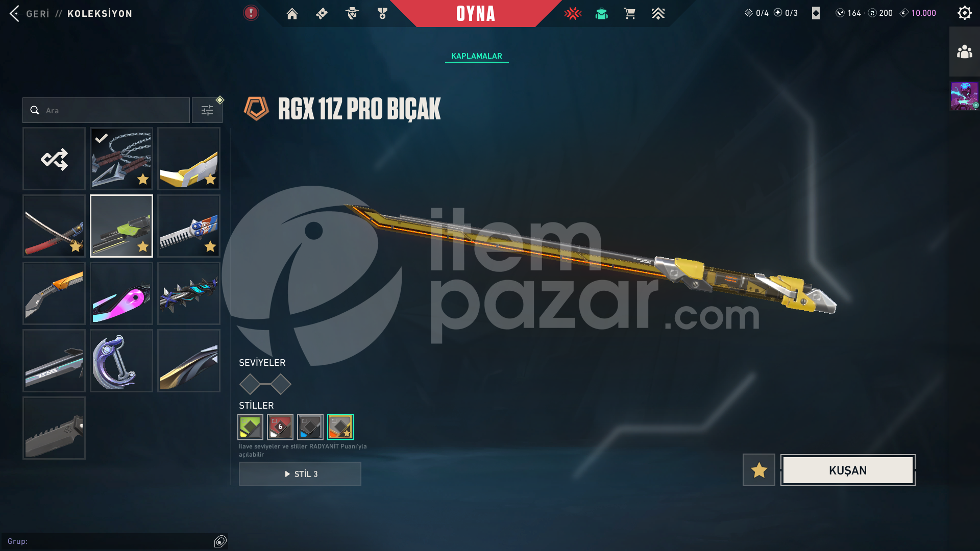 130 Skin 11 Bıçak 11 Vandal 8 Phantom Kuronami