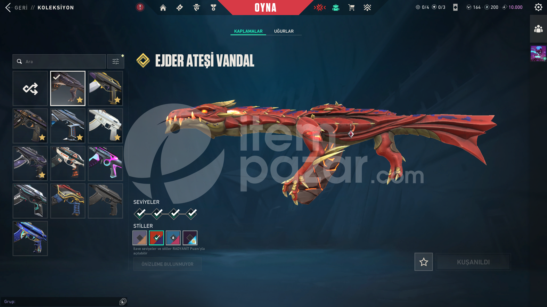 130 Skin 11 Bıçak 11 Vandal 8 Phantom Kuronami