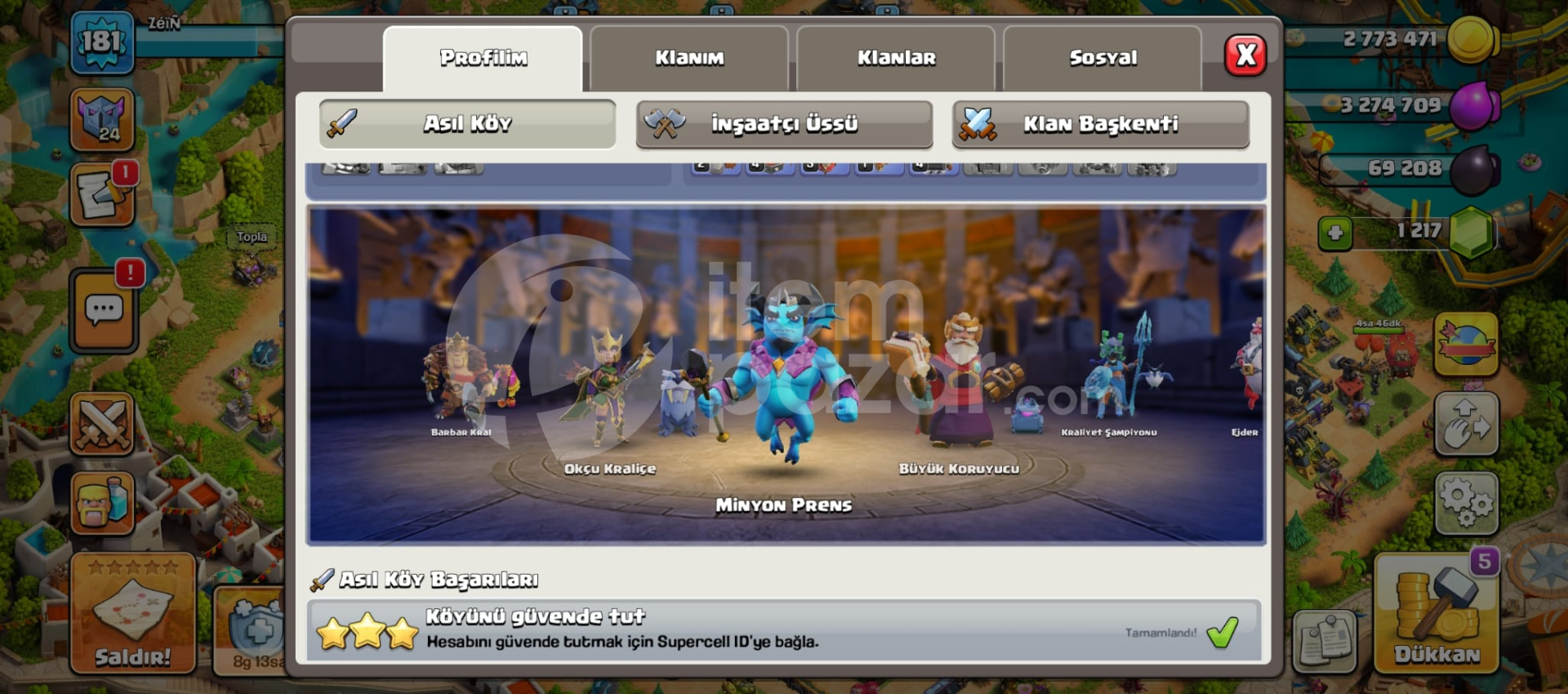 181sv Hesap, 17 Seviye Belediye Clash of Clans