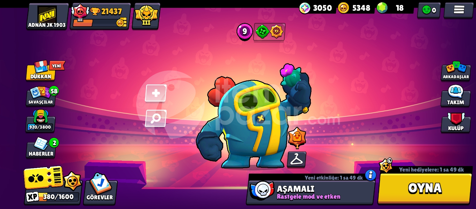 21.000 kupalı efsane brawl stara hesabı