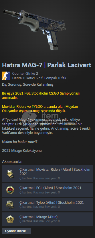 2370TL DEĞERİNDESTİCKER MAG-7 | Parlak Lacivert