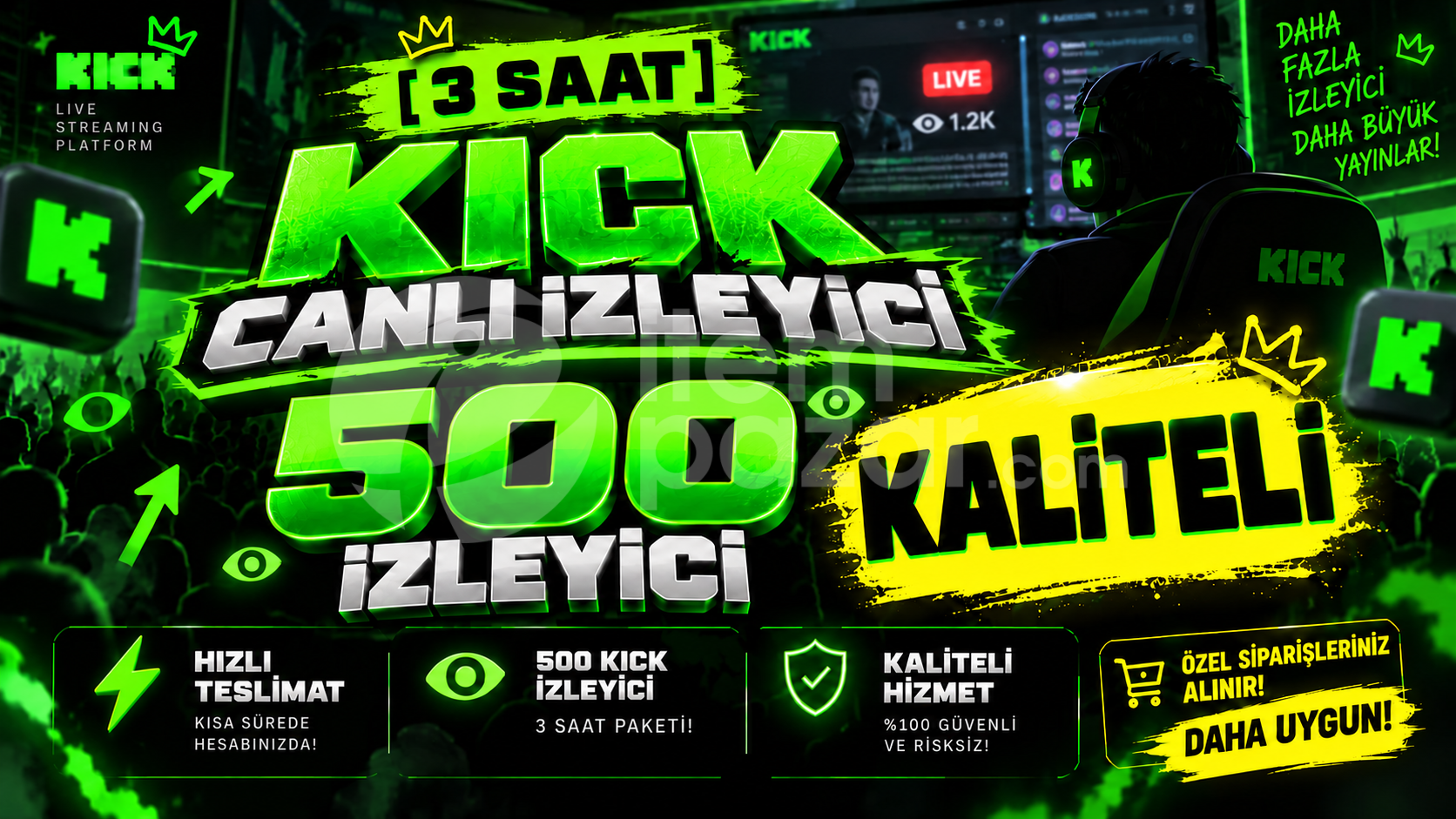 ⚡ [3 Saat] 500 Kick Canlı İzleyici | Kaliteli