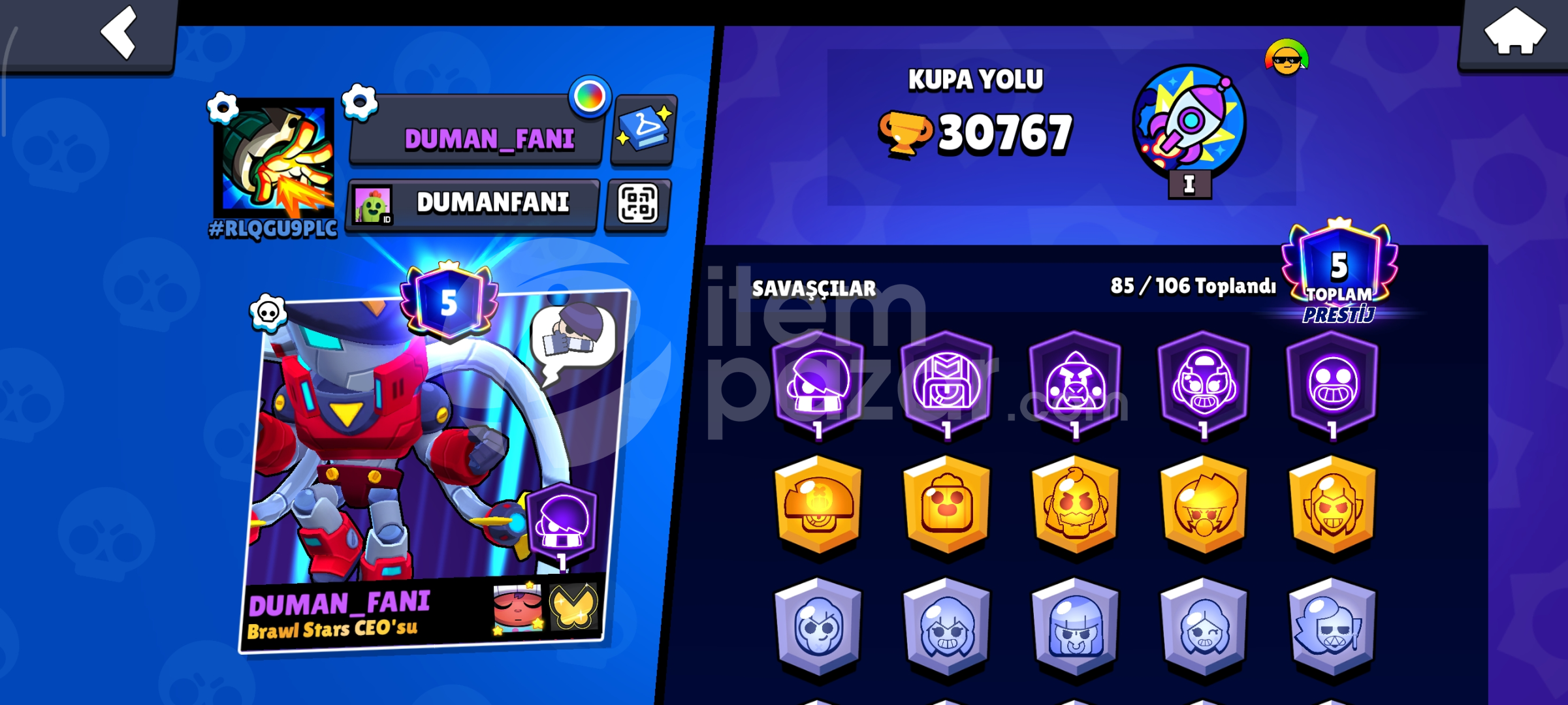 ? DOLU HESAP | 30K | 203 SKİN | 85 SAVAŞÇI