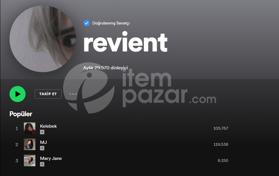 30K Aylık Dinlenmeli Spotify Artist Hesabı
