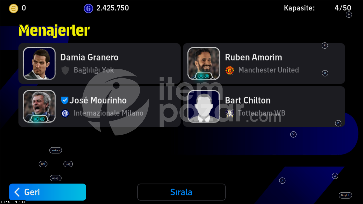 3153KG TD MOURİNHO⭐107 CANNAVARO+105 VAN DİJK