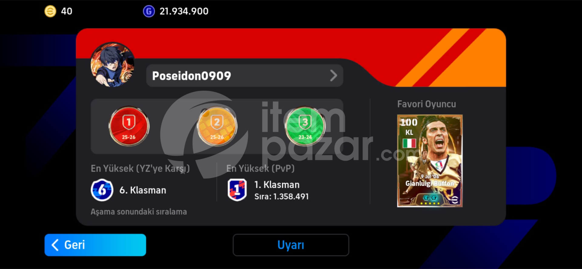 3305 KG 108 DEL PİERO FORVET HESABI EFOOTBALL