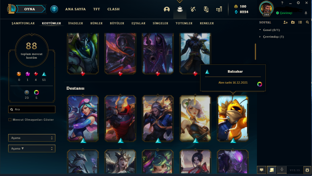 348 LEVEL - 88 KOSTÜM - GOLD 2 - 250K YASUO -TR