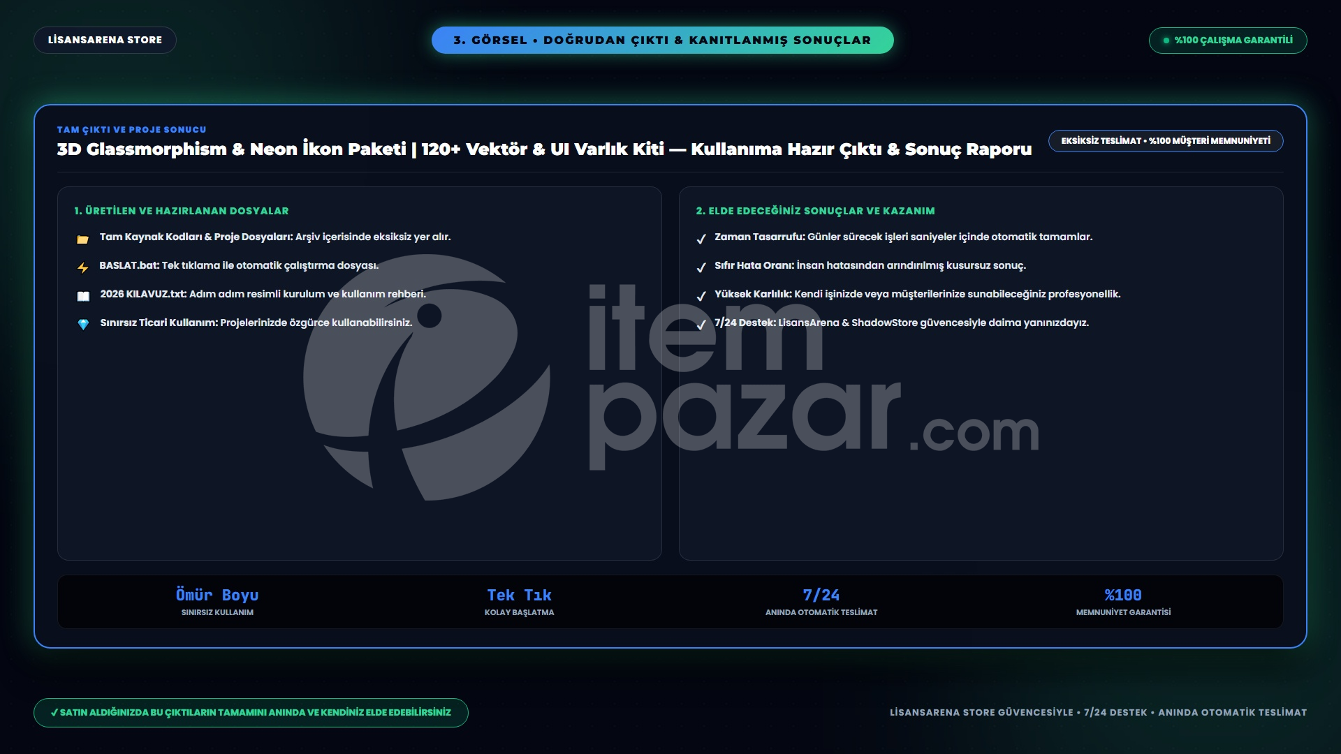 3D Glassmorphism ve Neon İkon Paketi - 120+ Ve