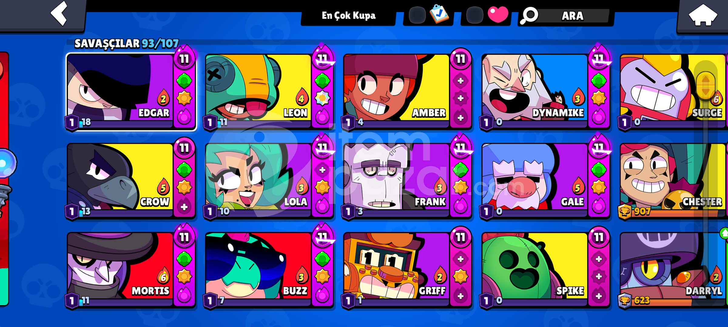 41K KUPA 93 KARAKTER 180SKIN 960 ELMAS