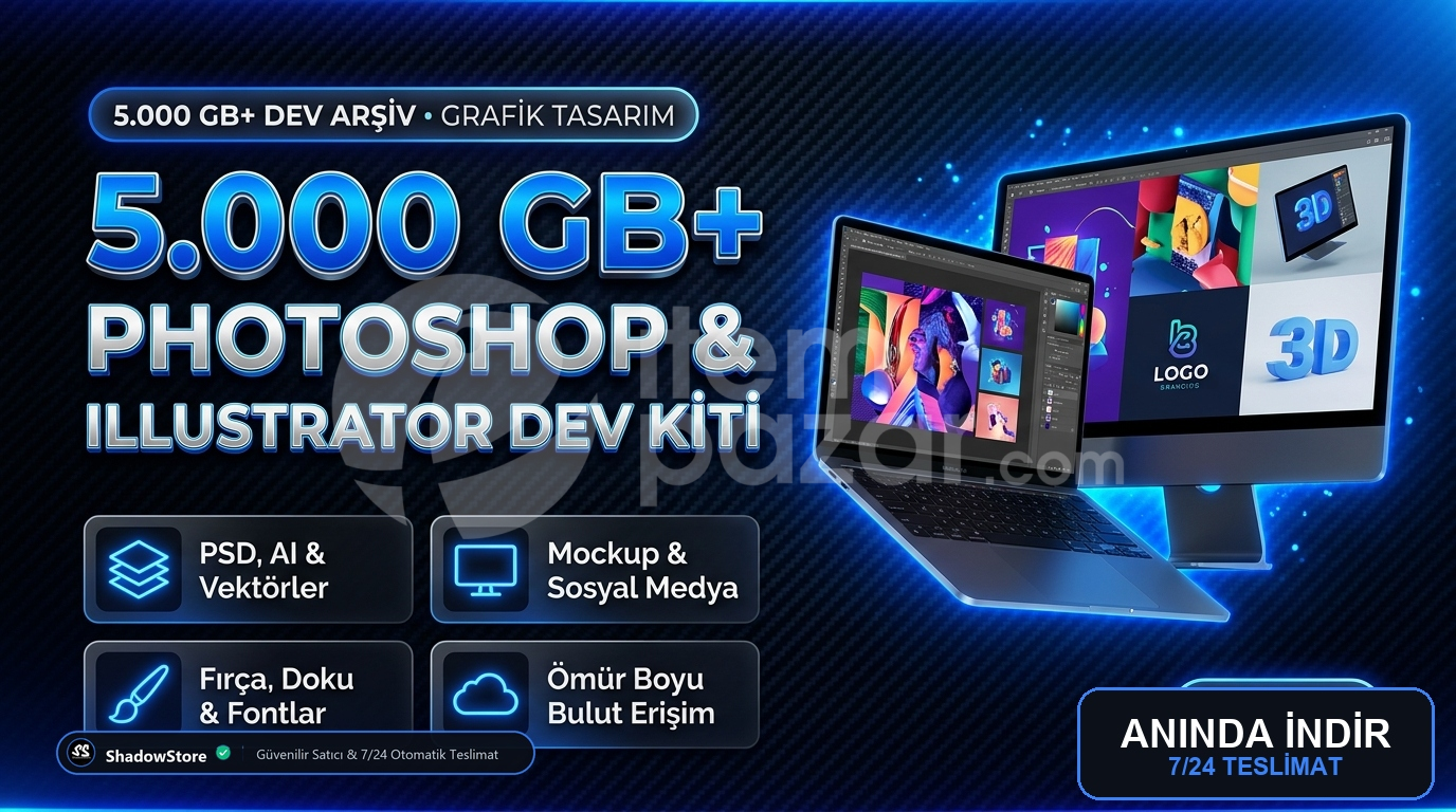 5.000 GB+ Photoshop & Tasarım Varlık Kiti