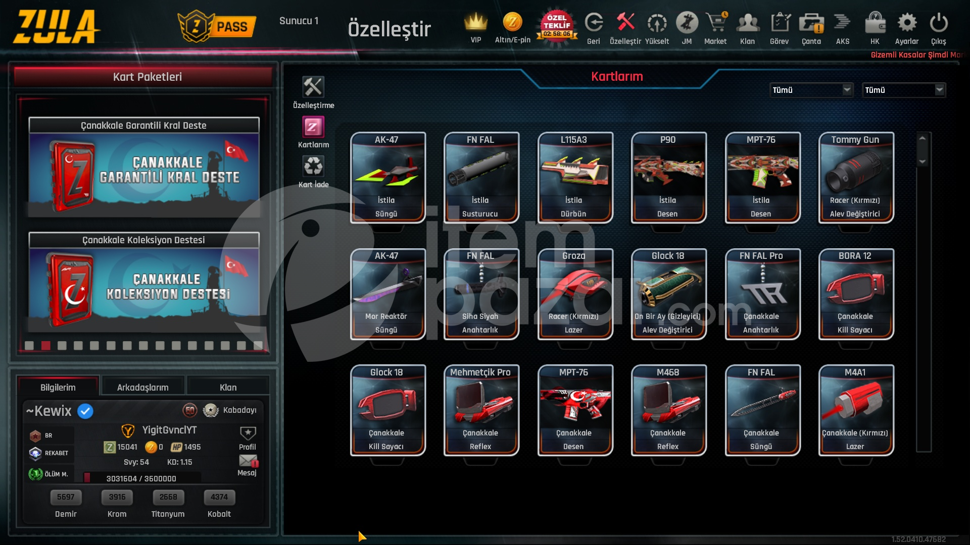 54 Level 1500 Tl değerinde hesab