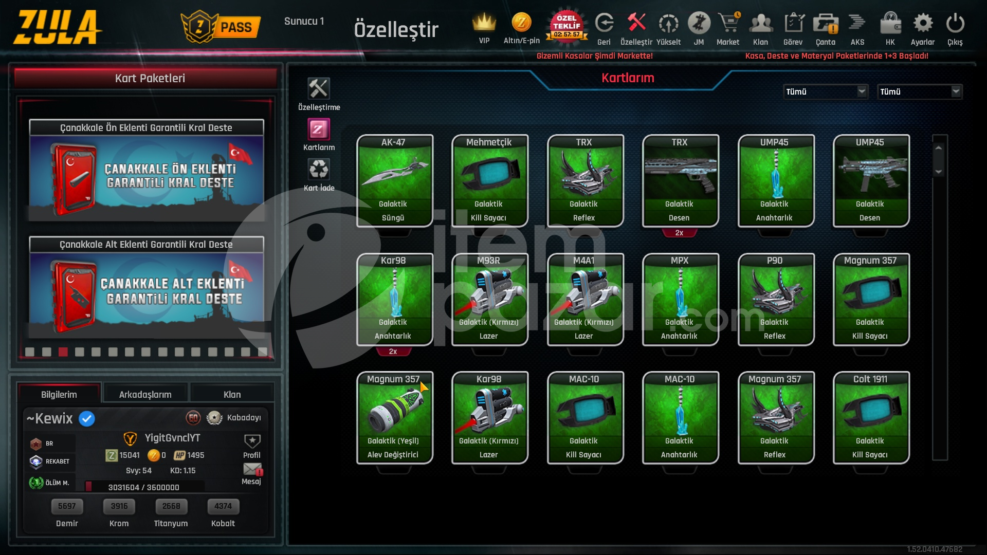 54 Level 1500 Tl değerinde hesab 