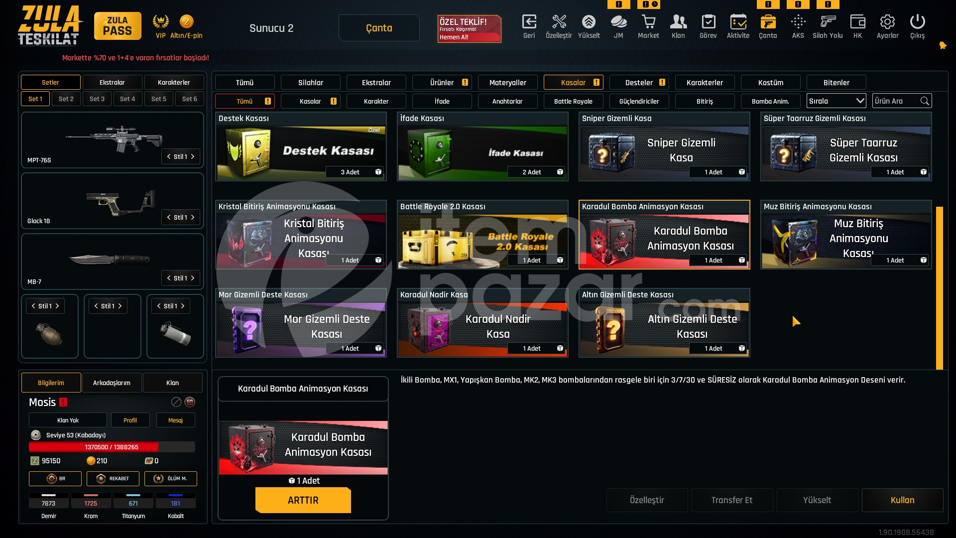 59K Materyalli 53 Seviye Zula Hesabı