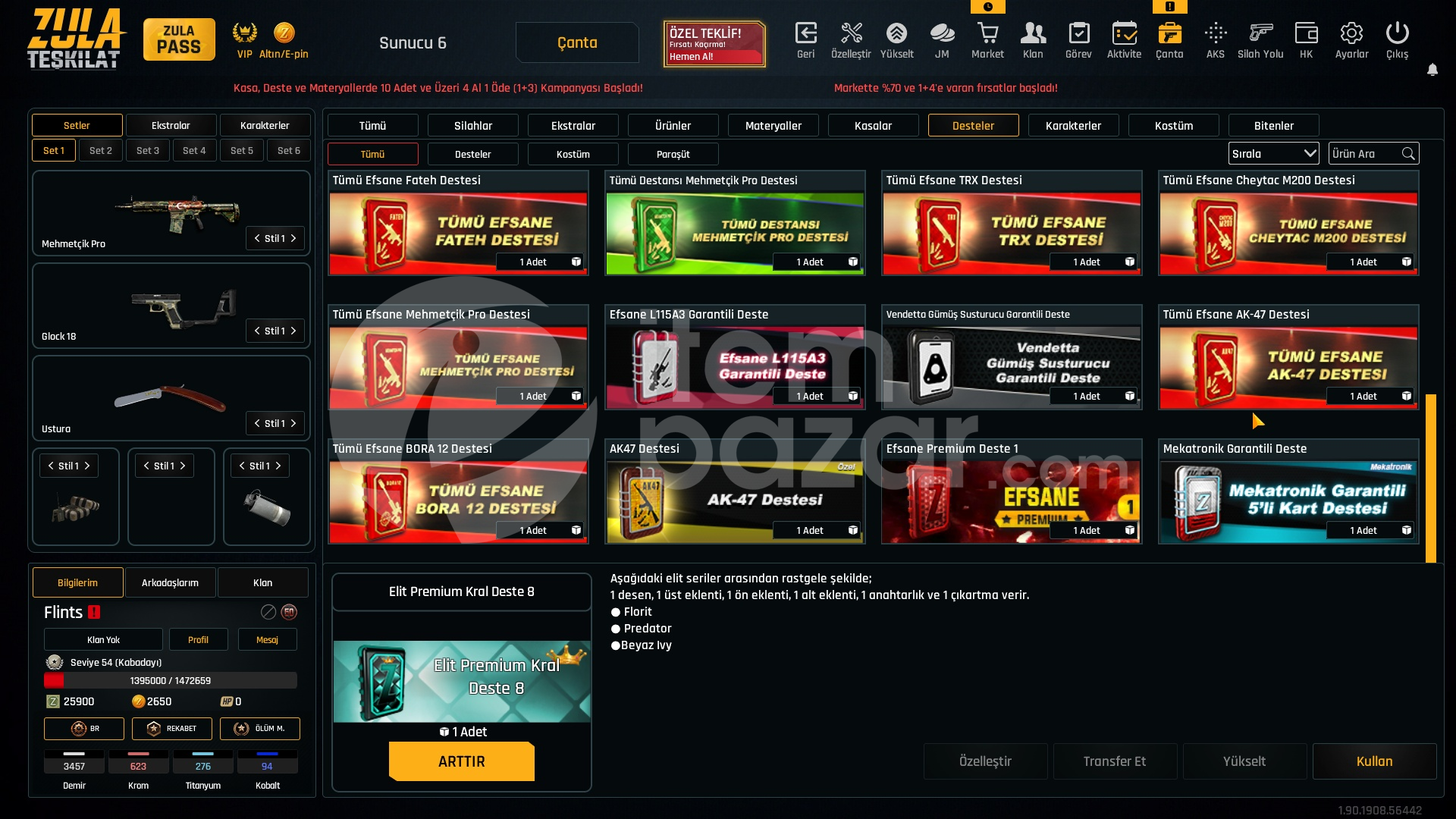 68K Materyalli 54 Seviye Zula Hesabı