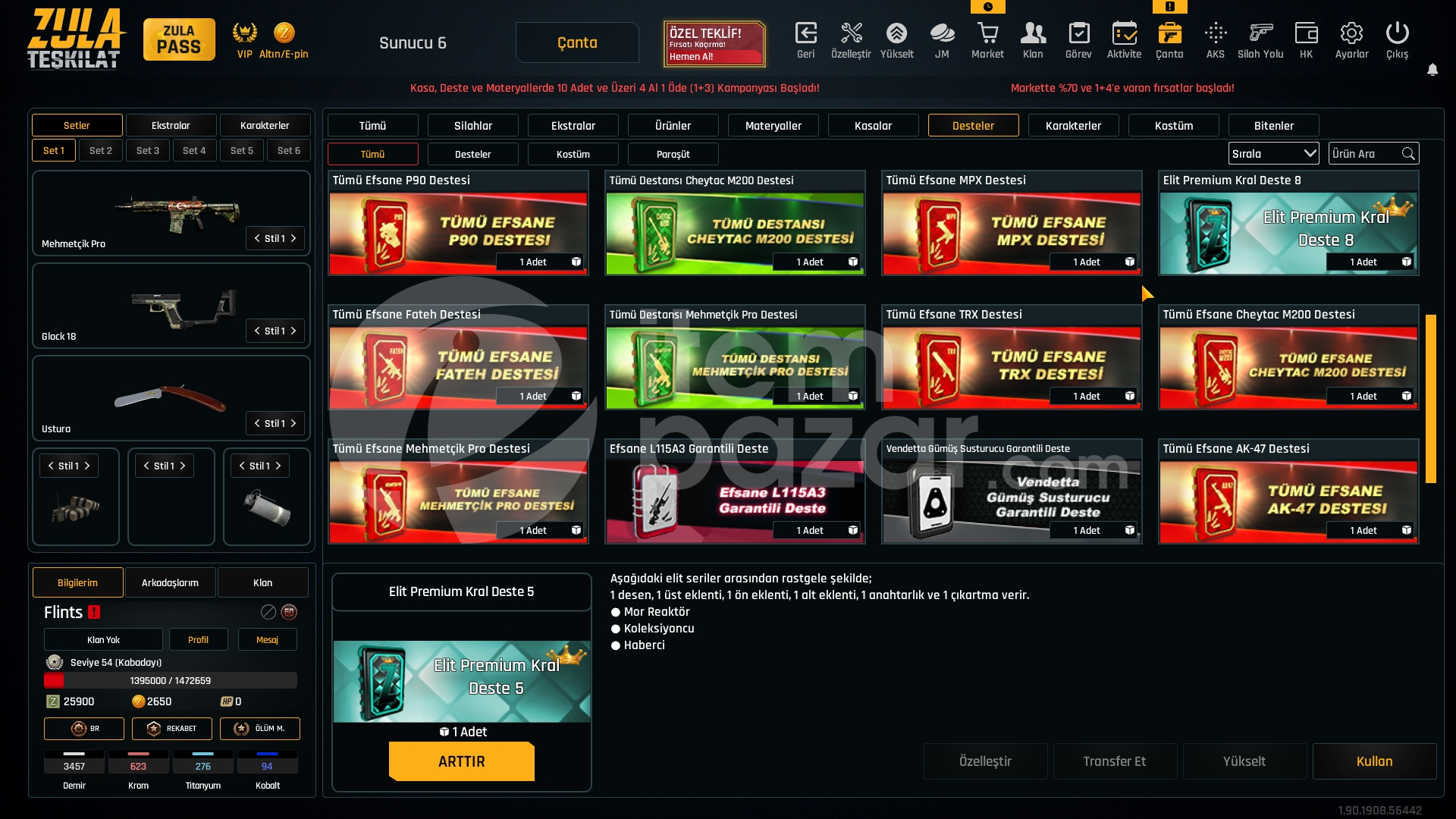 68K Materyalli 54 Seviye Zula Hesabı