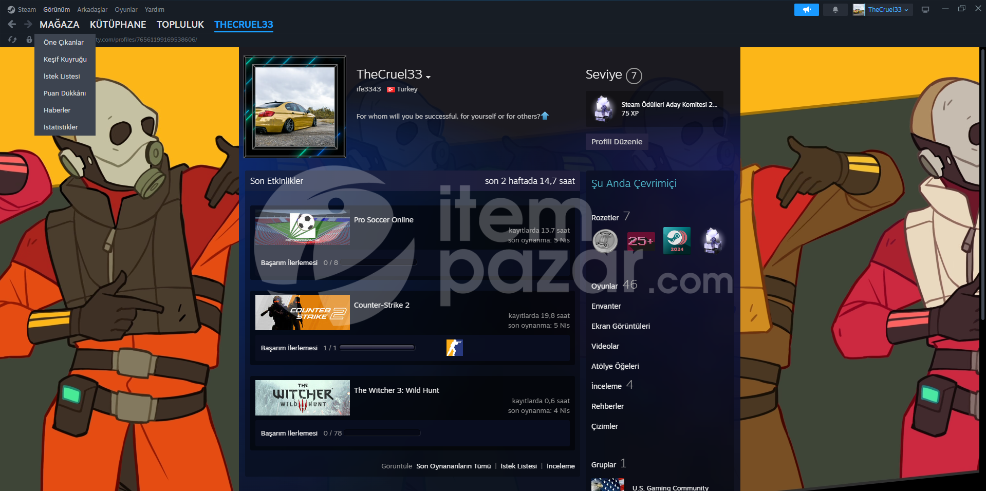 699$ dolar değerinde steam hesabı