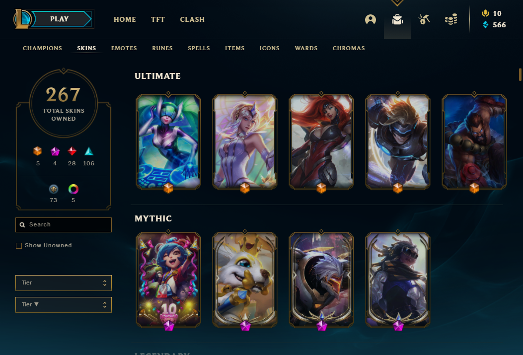 6K LOL + 2K TFT YATIRILMIS 267 SKIN HESAP