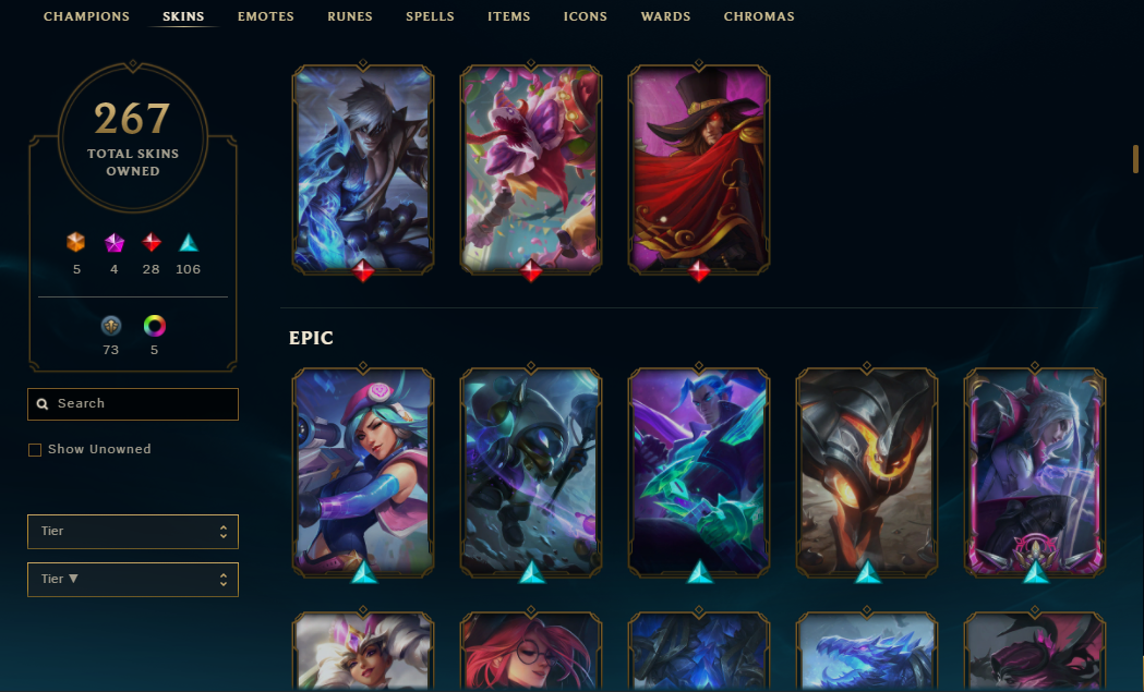 6K LOL + 2K TFT YATIRILMIS 267 SKIN HESAP