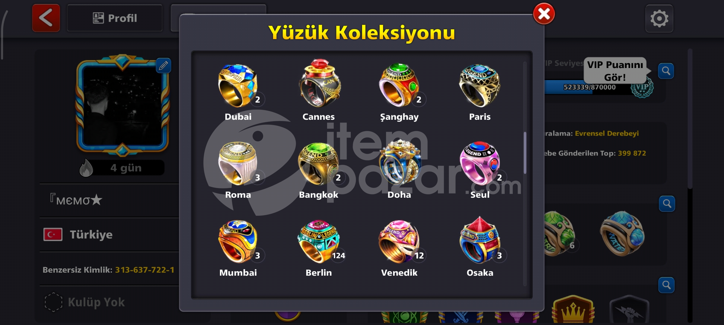700 Level son uyarılı 8 ball pool hesabı