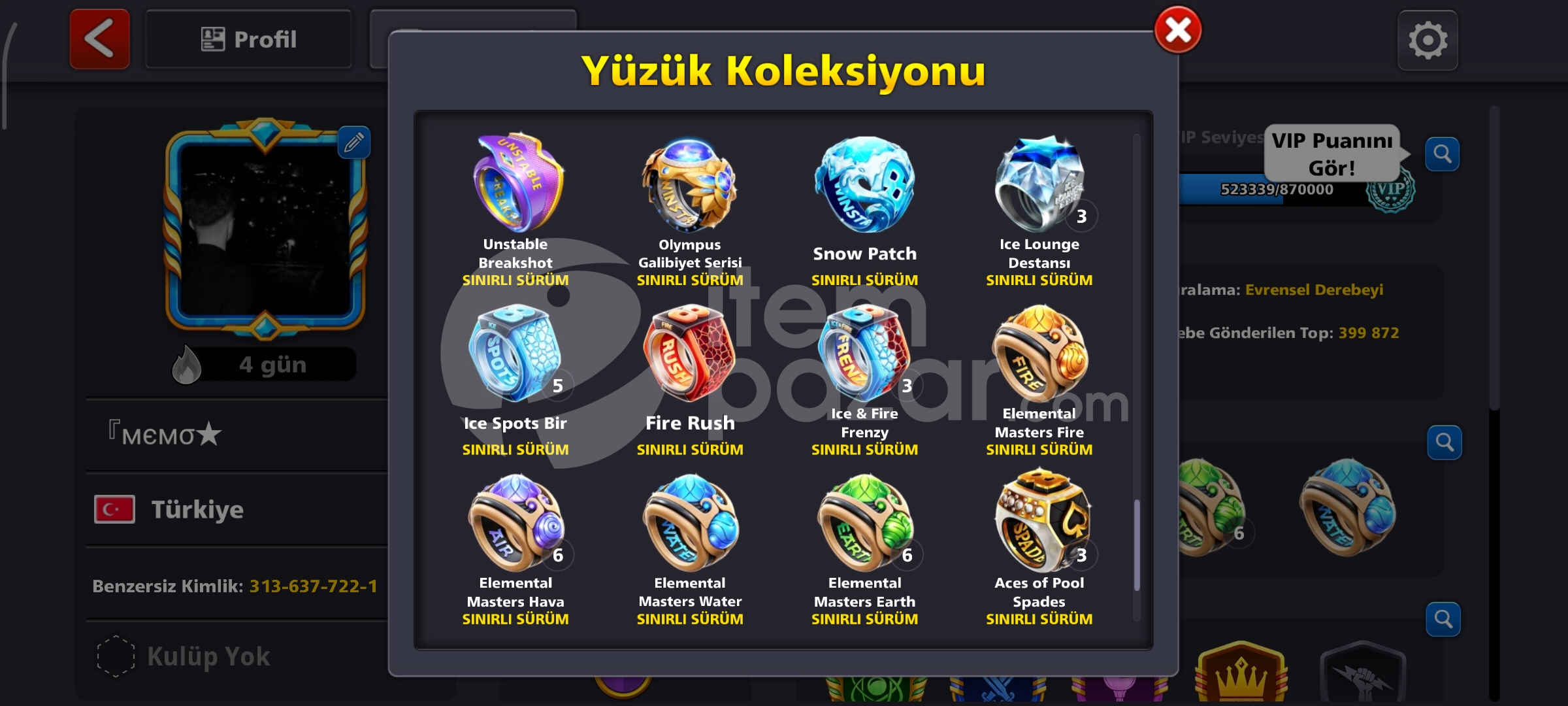 700 Level son uyarılı 8 ball pool hesabı