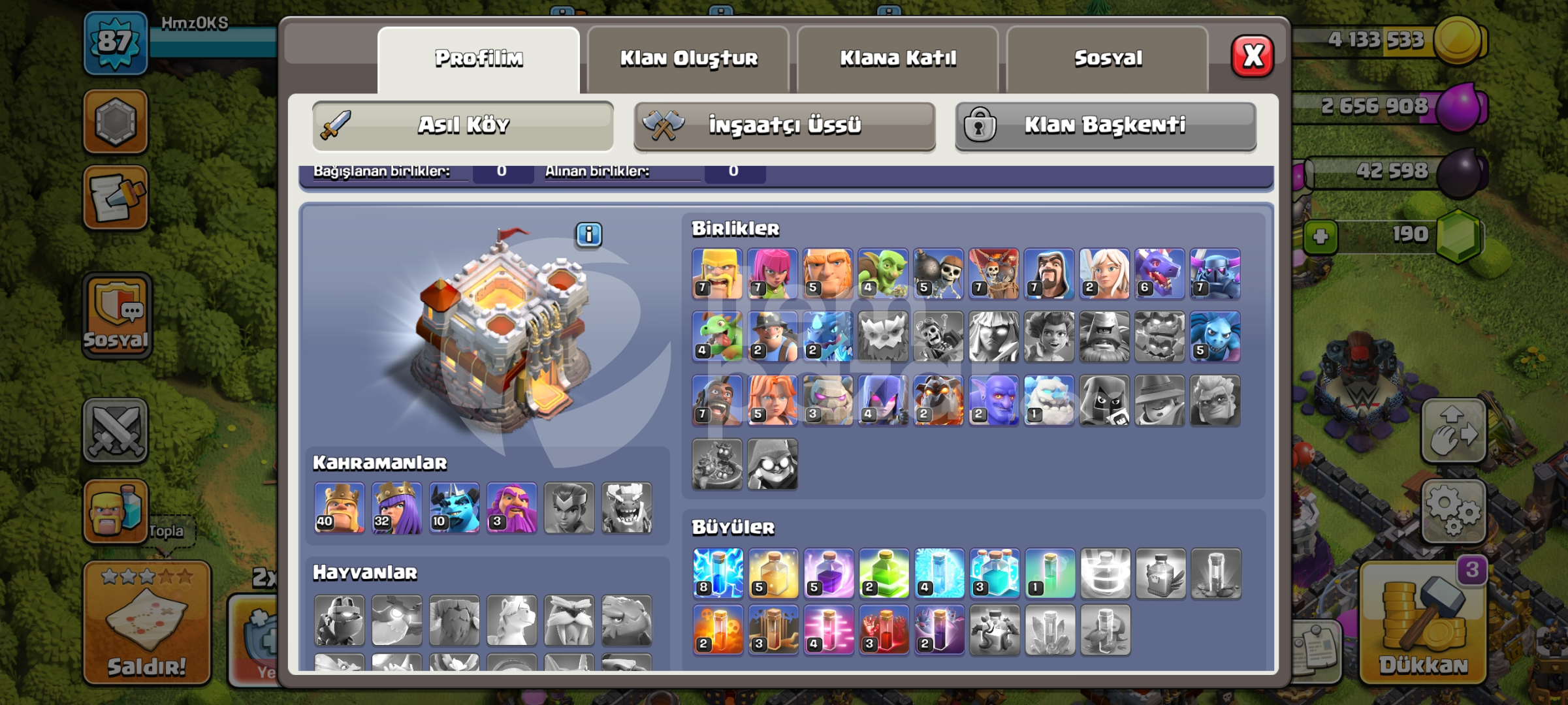 87 level 11SV başlangıç 5 inşaatçı hesap