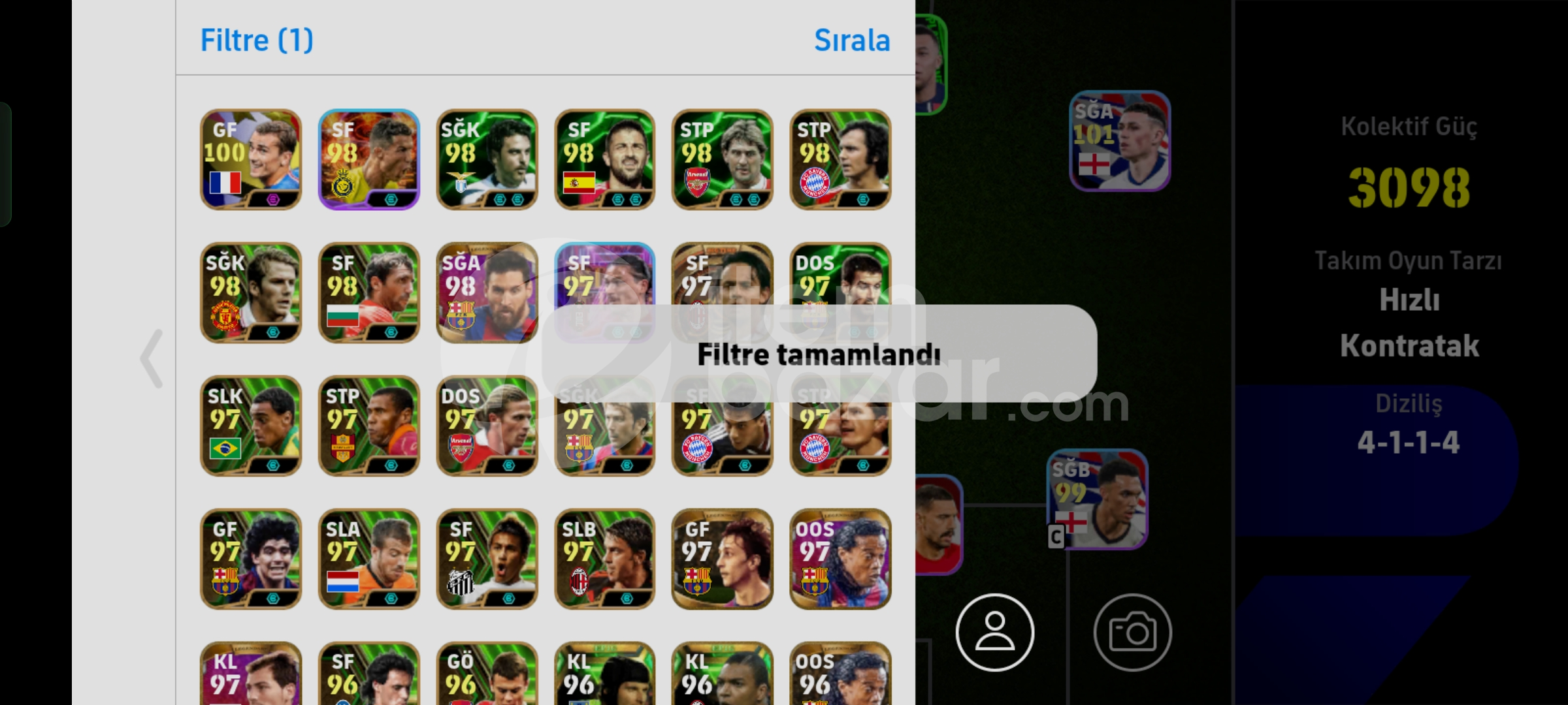 96 tane ikon müq hesap pazarlık olur