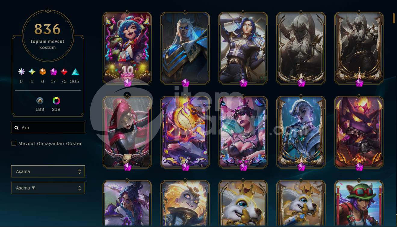 LoL + Valorant Hesabı | 836 Kostüm 233 Şampiyon