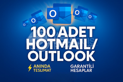 ⭐[ANINDA OTO]⭐100 ADET OUTLOOK/HOTMAIL HESABI