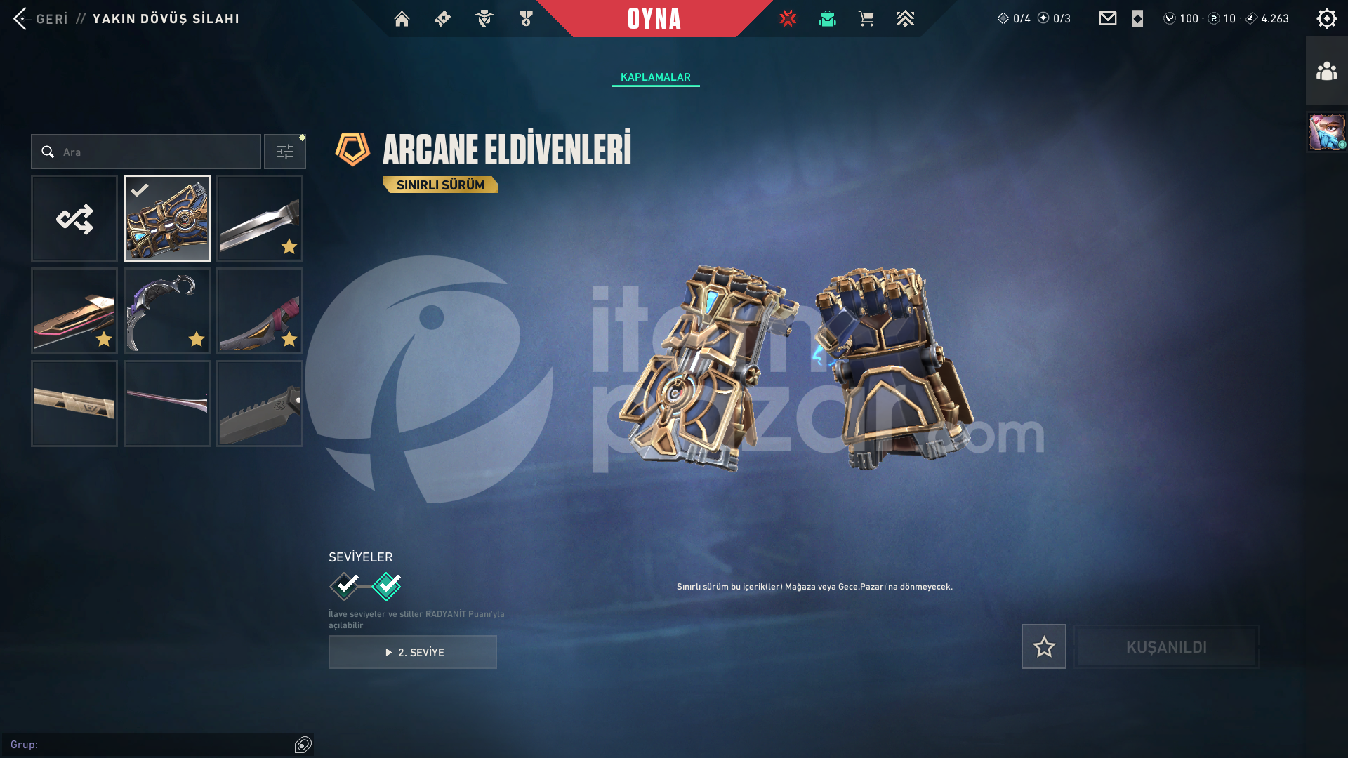 Arcane Set Zifiri Tırpan Yağmacı Karambit Faz