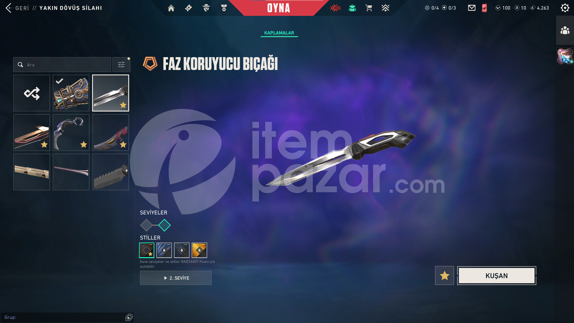 Arcane Set Zifiri Tırpan Yağmacı Karambit Faz