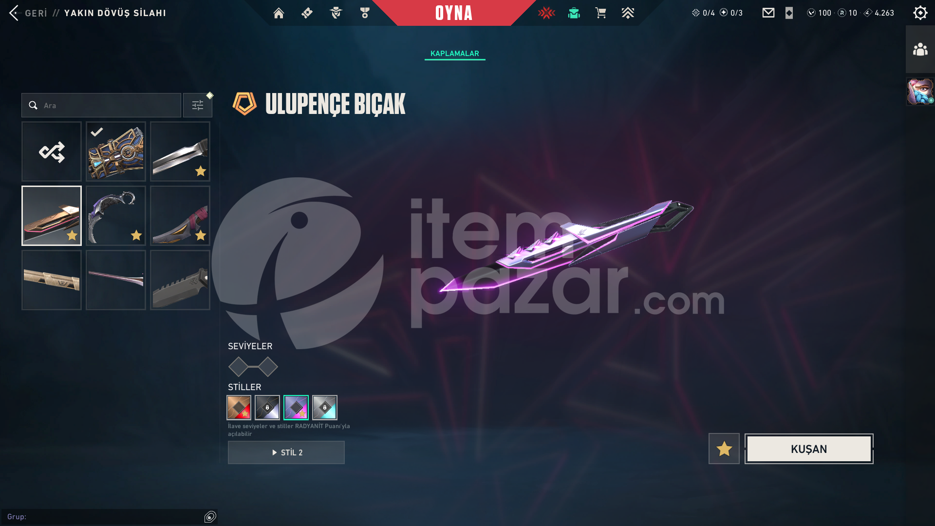 Arcane Set Zifiri Tırpan Yağmacı Karambit Faz