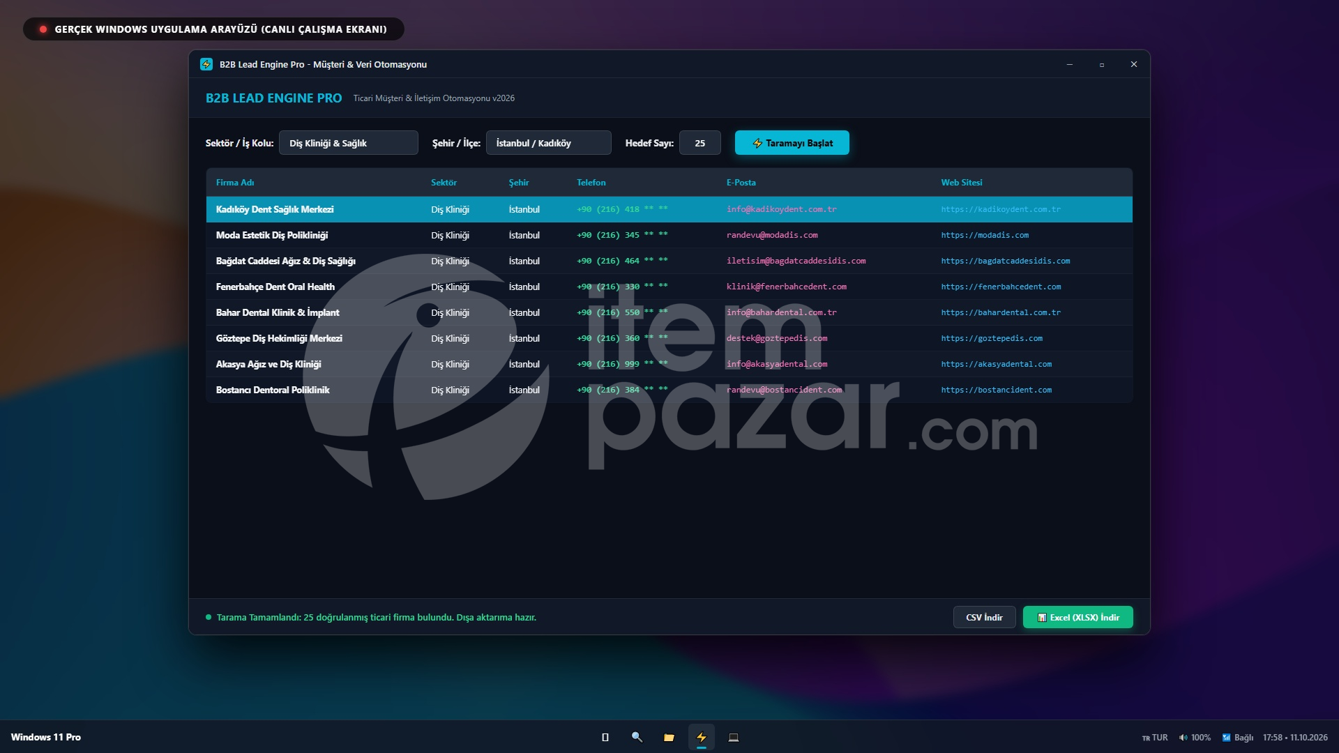 B2B Lead Engine Pro Harita ve Web Musteri Botu